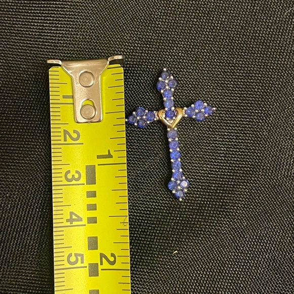Silver/10K Gold Sapphire Cross - Picture 6 of 6
